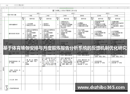 基于体育瑜伽安排与月度锻炼报告分析系统的反馈机制优化研究
